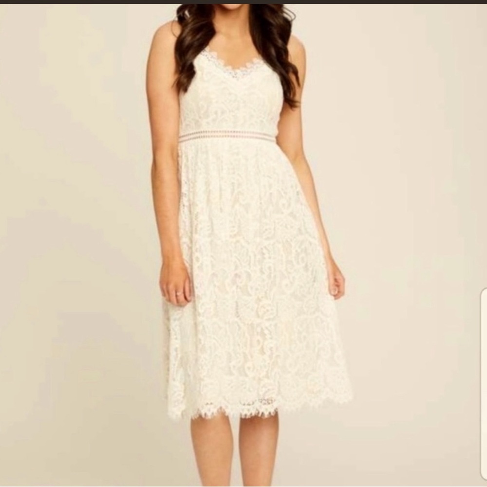 White Lace Midi Dress